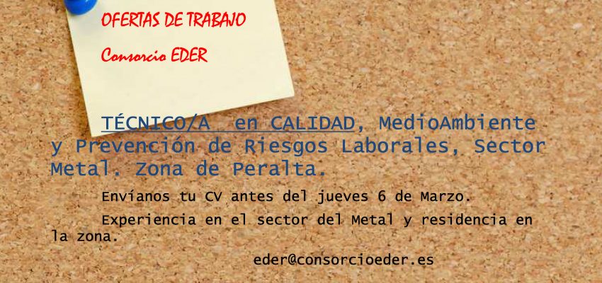 OFERTA DE EMPLEO. TÉCNICO DE  CALIDAD.