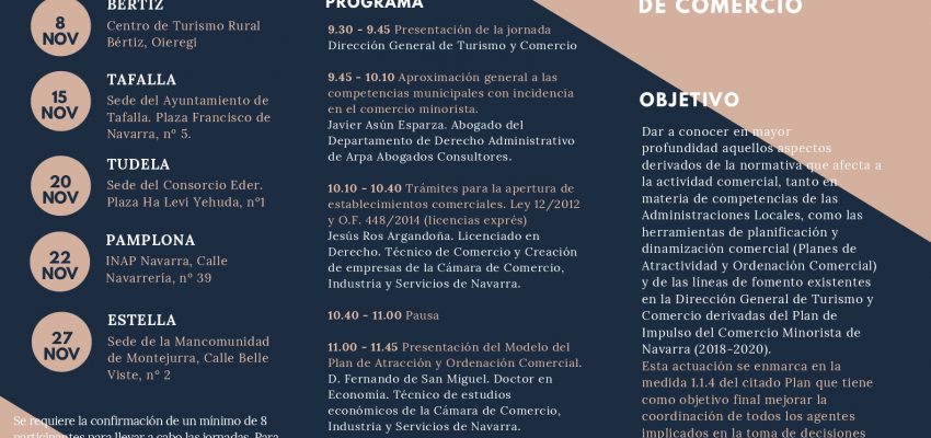 JORNADAS DE FORMACIÓN  PARA LAS ADMINISTRACIONES LOCALES, EN MATERIA DE COMERCIO